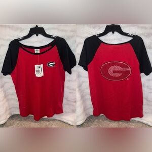 E5 Collegiate Collection Officially Licensed Georgia Bulldogs Jeweled T-Shirt XL